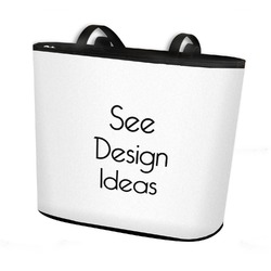 Bucket Tote w/ Genuine Leather Trim - Regular w/ Front & Back Design