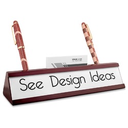 Red Mahogany Nameplate with Business Card Holder