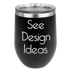 Stemless Stainless Steel Wine Tumbler - Black - Single-Sided