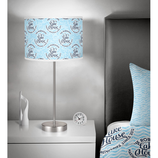 Lake House #2 13 inch drum lamp shade - in room