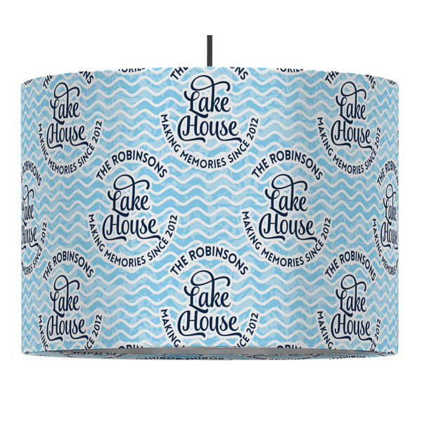 Custom Lake House #2 16" Drum Pendant Lamp - Fabric (Personalized)