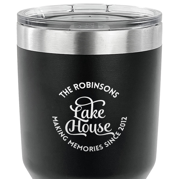 Lake House #2 30 oz Stainless Steel Ringneck Tumbler - Black - CLOSE UP