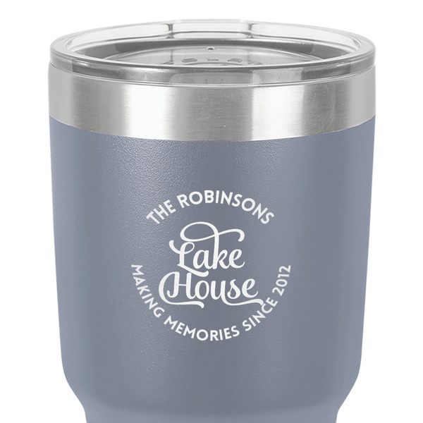 Lake House #2 30 oz Stainless Steel Ringneck Tumbler - Grey - Close Up