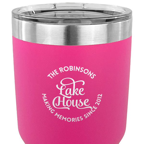 Lake House #2 30 oz Stainless Steel Ringneck Tumbler - Pink - CLOSE UP