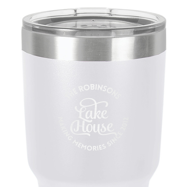 Lake House #2 30 oz Stainless Steel Ringneck Tumbler - White - Close Up