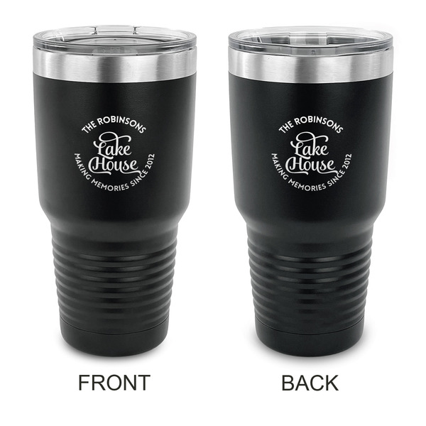 Custom Lake House #2 30 oz Stainless Steel Tumbler - Black - Double Sided (Personalized)