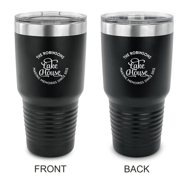 Custom Lake House #2 30 oz Stainless Steel Tumbler - Black - Double Sided (Personalized)