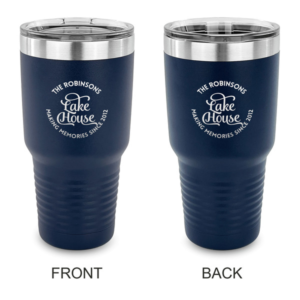 Custom Lake House #2 30 oz Stainless Steel Tumbler - Navy - Double Sided (Personalized)