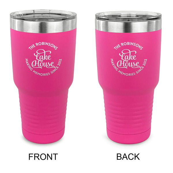Custom Lake House #2 30 oz Stainless Steel Tumbler - Pink - Double Sided (Personalized)