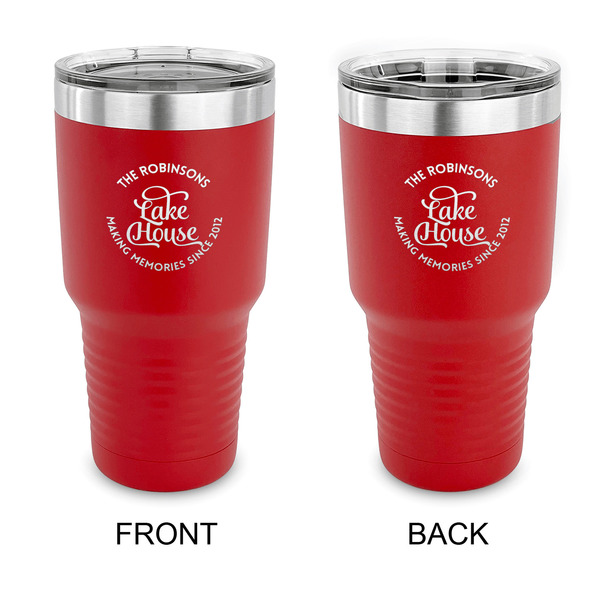 Custom Lake House #2 30 oz Stainless Steel Tumbler - Red - Double Sided (Personalized)