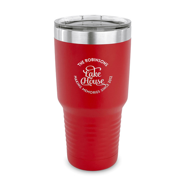 Custom Lake House #2 30 oz Stainless Steel Tumbler - Red - Single Sided (Personalized)