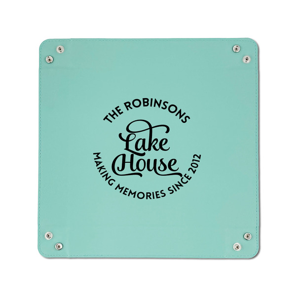 Lake House #2 6" x 6" Teal Leatherette Snap Up Tray - APPROVAL