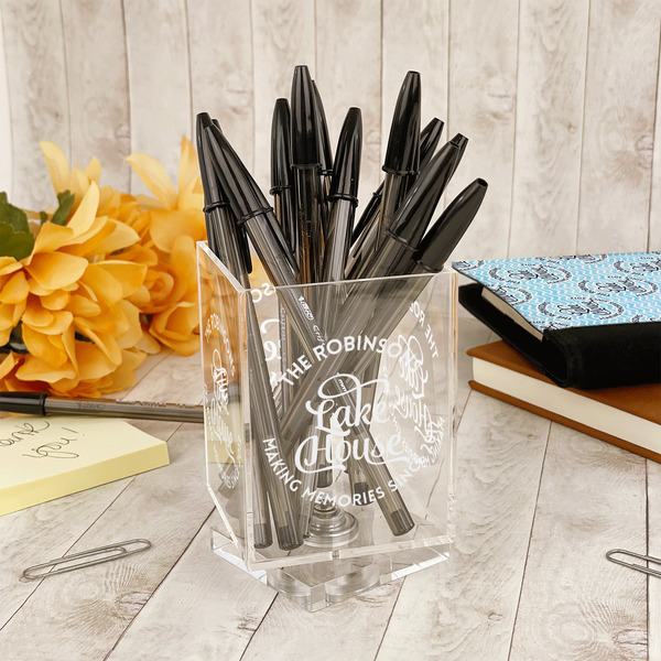 Lake House #2 Acrylic Pencil Holder - IN CONTEXT