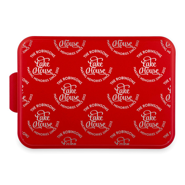 Custom Lake House #2 Aluminum Baking Pan with Red Lid (Personalized)