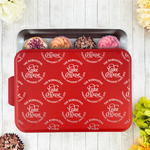 Lake House #2 Aluminum Baking Pan - Red Lid - LIFESTYLE