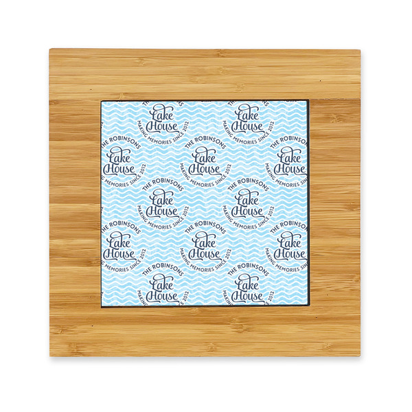 Custom Lake House #2 Bamboo Trivet with Ceramic Tile Insert (Personalized)
