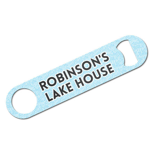 Custom Lake House #2 Bar Bottle Opener - White w/ Name All Over