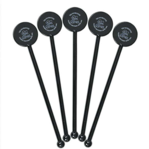 Lake House #2 Black Plastic 5.5" Stir Stick - Round - Fan View
