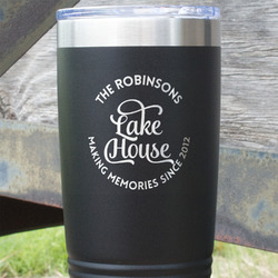 Lake House #2 20 oz Stainless Steel Tumbler - Black - Single Sided (Personalized)