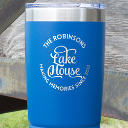 Lake House #2 20 oz Stainless Steel Tumbler - Royal Blue - Single Sided (Personalized)