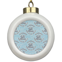 Lake House #2 Ceramic Ball Ornament (Personalized)
