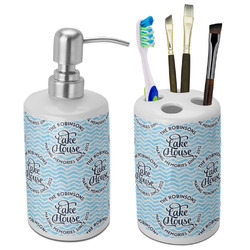 Lake House #2 Ceramic Bathroom Accessories Set (Personalized)