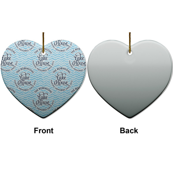 Lake House #2 Ceramic Flat Ornament - Heart Front & Back (APPROVAL)