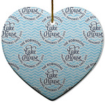 Lake House #2 Heart Ceramic Ornament w/ Name All Over
