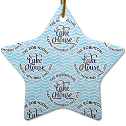 Lake House #2 Star Ceramic Ornament w/ Name All Over