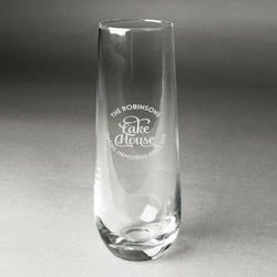 Lake House #2 Champagne Flute - Stemless Engraved (Personalized)