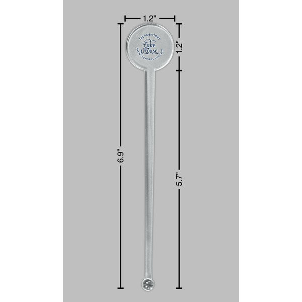 Lake House #2 Clear Plastic 7" Stir Stick - Round - Dimensions