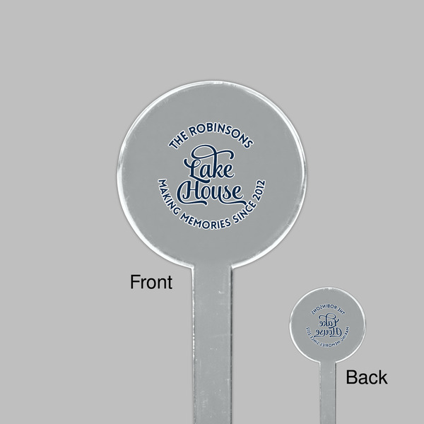 Lake House #2 Clear Plastic 7" Stir Stick - Round - Front & Back
