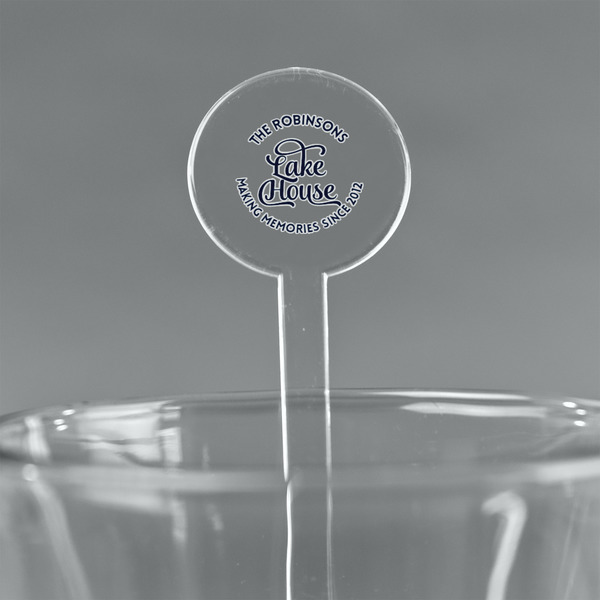 Custom Lake House #2 5.5" Round Plastic Stir Sticks - Clear (Personalized)