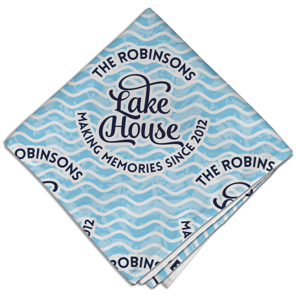 Custom Lake House #2 Cloth Dinner Napkin - Single w/ Name All Over