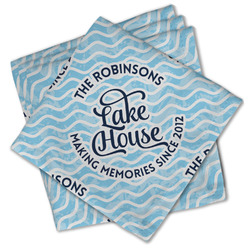 Lake House #2 Cloth Cocktail Napkins - Set of 4 w/ Name All Over