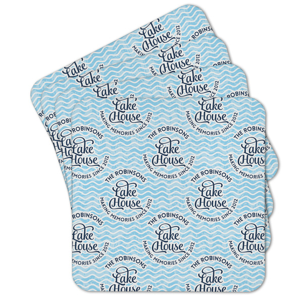 Custom Lake House #2 Cork Coaster - Set of 4 w/ Name All Over