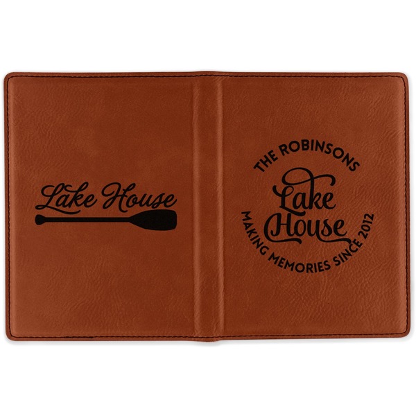 Lake House #2 Cognac Leather Passport Holder Outside Double Sided - Apvl
