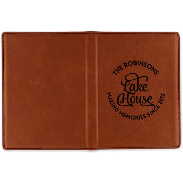 Lake House #2 Cognac Leather Passport Holder Outside Single Sided - Apvl