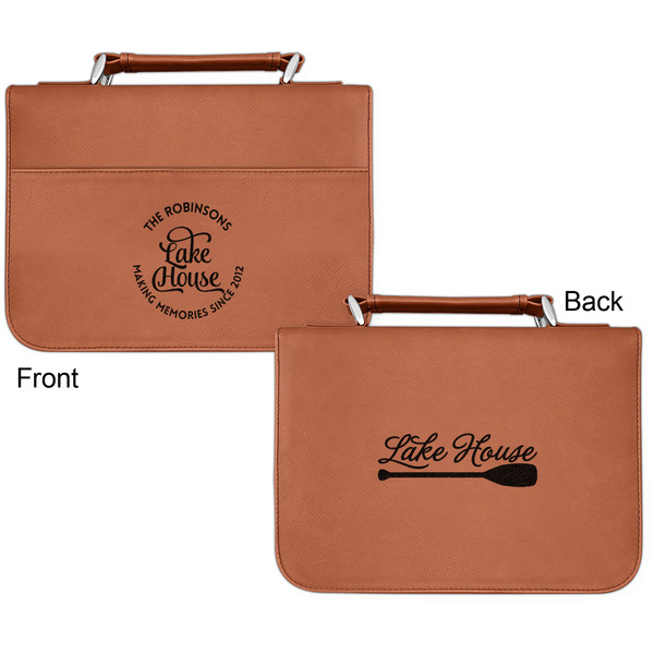 Lake House #2 Cognac Leatherette Bible Covers - Small Double Sided Apvl