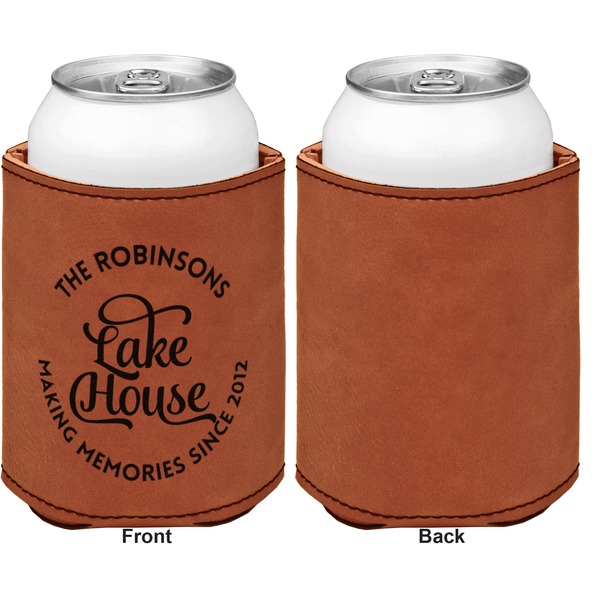Lake House #2 Cognac Leatherette Can Sleeve - Single Sided Front and Back