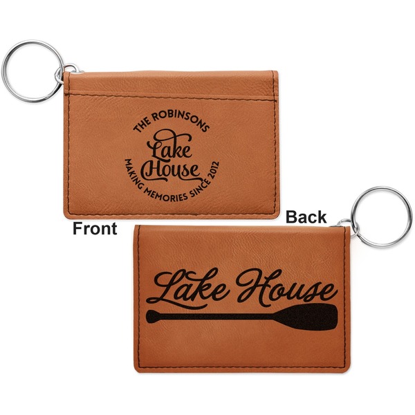 Lake House #2 Cognac Leatherette Keychain ID Holders - Front and Back Apvl