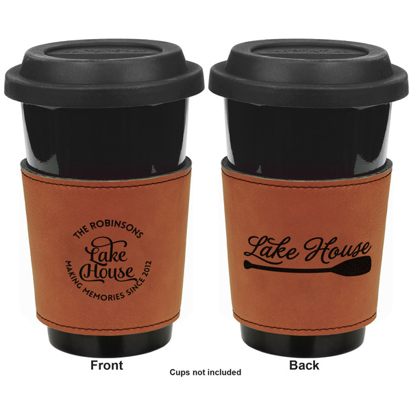 Lake House #2 Cognac Leatherette Mug Sleeve - Double Sided Apvl