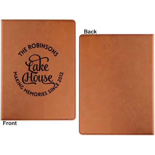Lake House #2 Cognac Leatherette Portfolios with Notepad - Large - Single Sided - Apvl