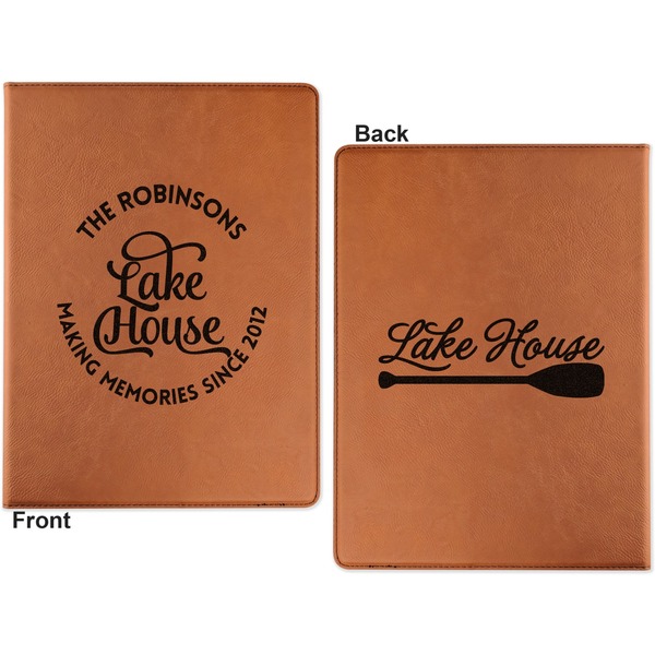 Lake House #2 Cognac Leatherette Portfolios with Notepad - Small - Double Sided- Apvl