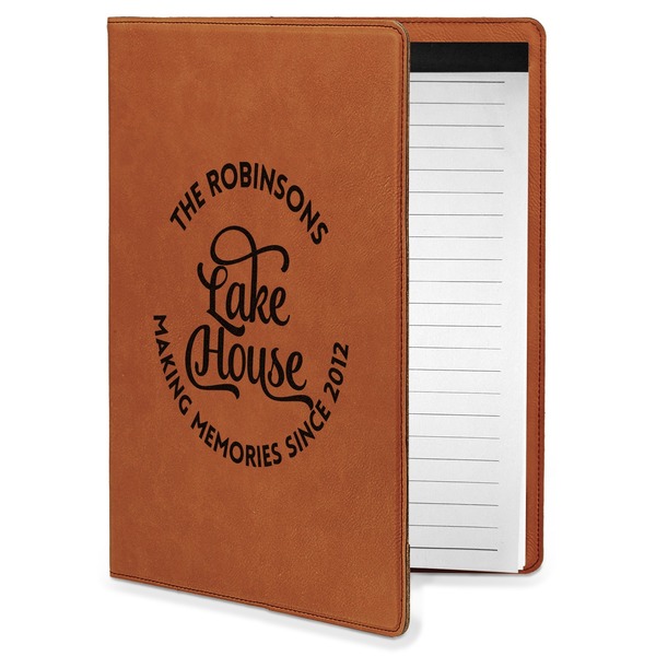 Custom Lake House #2 Leatherette Portfolio with Notepad - Small - Double Sided (Personalized)