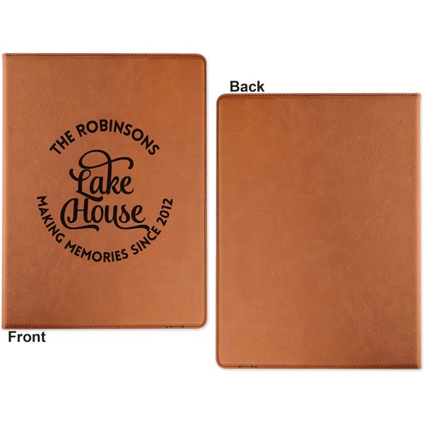 Lake House #2 Cognac Leatherette Portfolios with Notepad - Small - Single Sided- Apvl