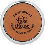Lake House #2 Leatherette Round Coaster w/ Silver Edge - Single or Set (Personalized)