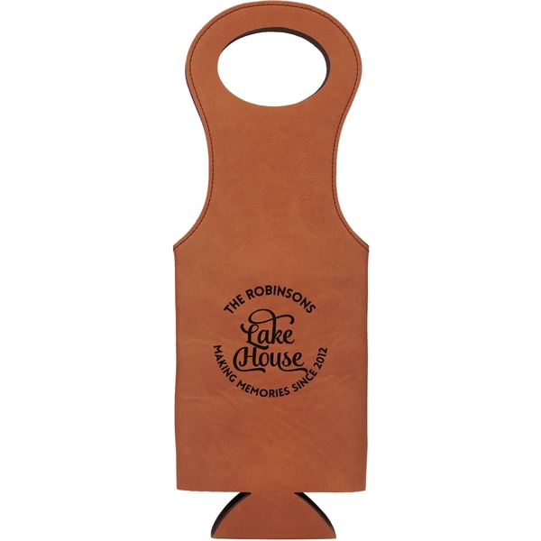 Custom Lake House #2 Leatherette Wine Tote - Single Sided (Personalized)