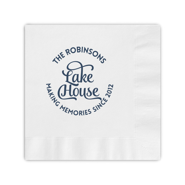 Custom Lake House #2 Coined Cocktail Napkins (Personalized)