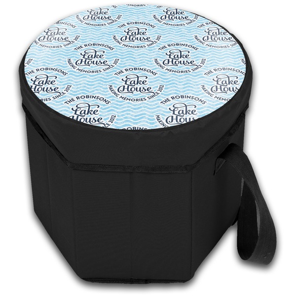 Lake House w/Name & Date Collapsible Personalized Cooler & Seat (Closed)